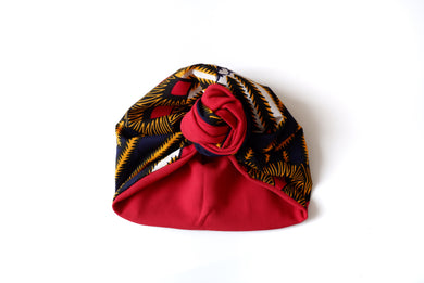 Turbante chiuso reversibile rosso - Multifaces design