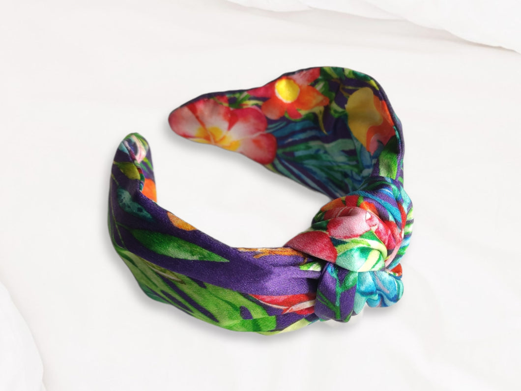 Cerchietto capelli in seta viola - Multifaces design