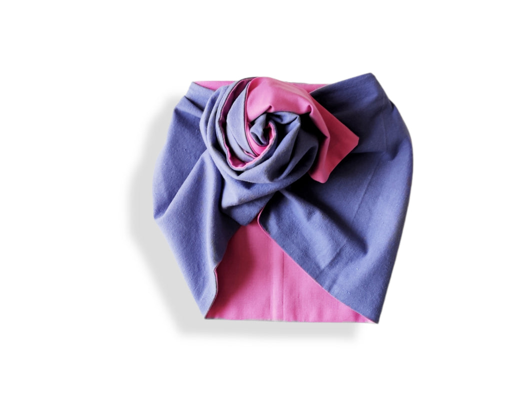 Fascia Turbante modellabile in cotone | Accessori in armocromia | rosa e violetto - Multifaces design